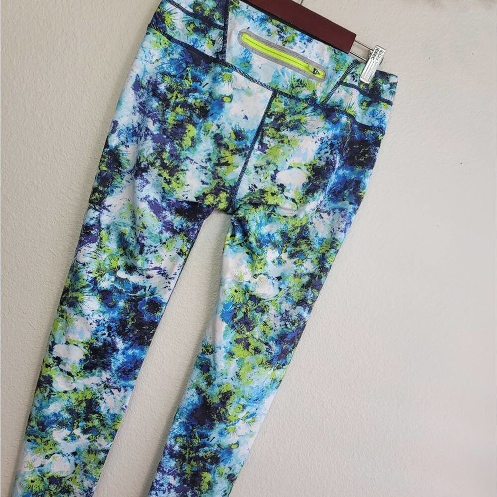 ATHLETA Blue Green Hypersonic Sonar Full Length Leggings Abstract Sporty Chic - Picture 6 of 12